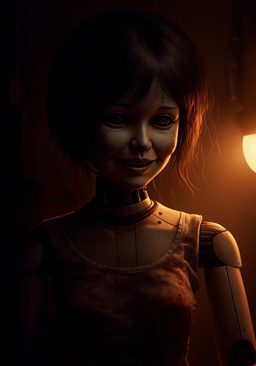 Unsettling Cyberpunk Animatronic Doll Graphic Novel Cover