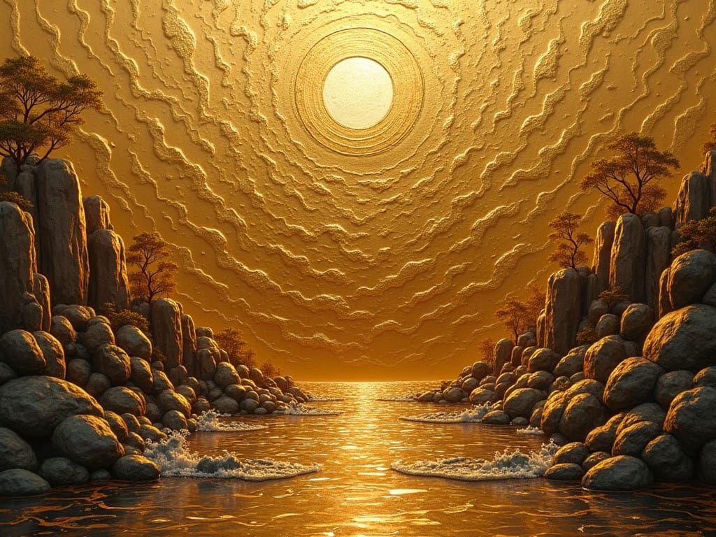 Sanxingdui Arrhythmic Countenance with Jaded Gold Foil