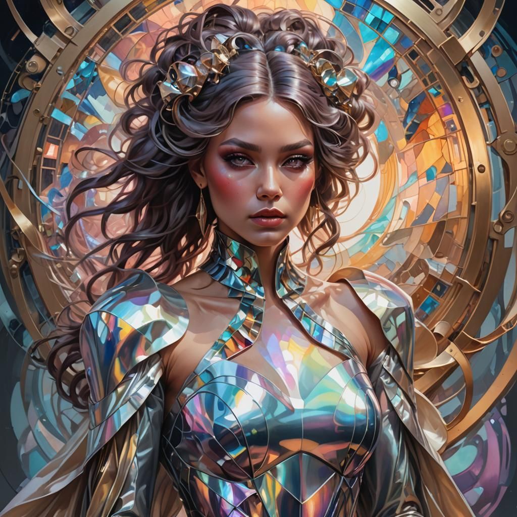 Futuristic Gown Portrait in Hyperdetailed Style