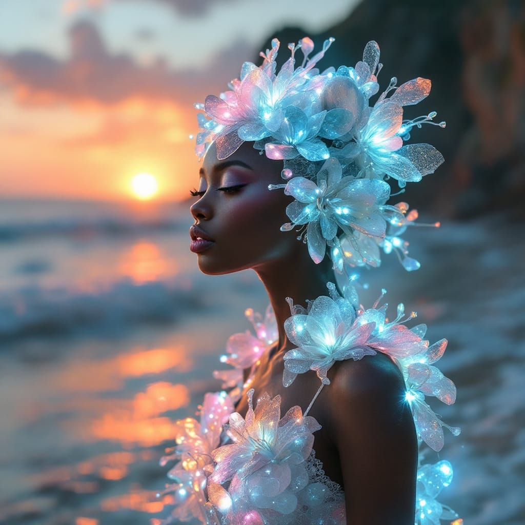 Bear-Orchids in Sea Glass Couture Dance on Beach