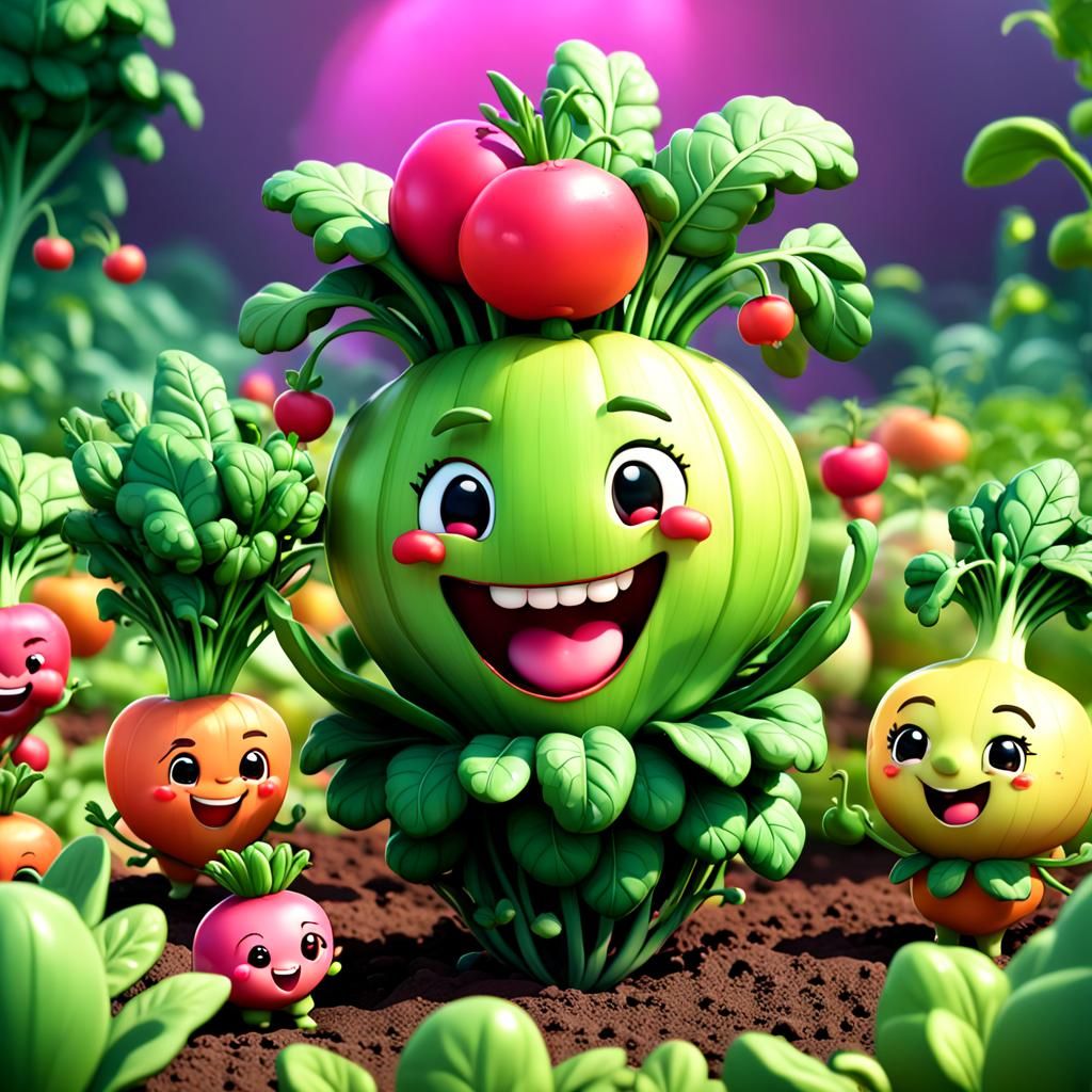 Chibi fruits and vegetables.