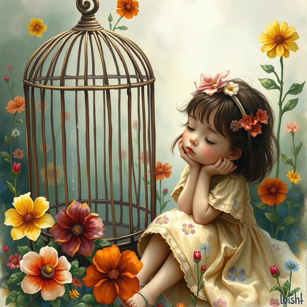 Young Girl Mourns Loss of Beloved Singing Bird in Whimsical ...