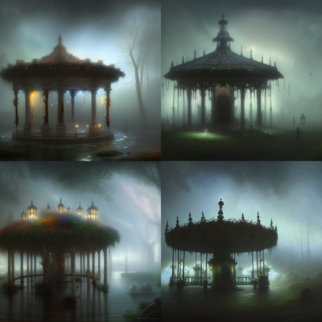 Ethereal Abandoned Carousel in Dark Fantasy Style