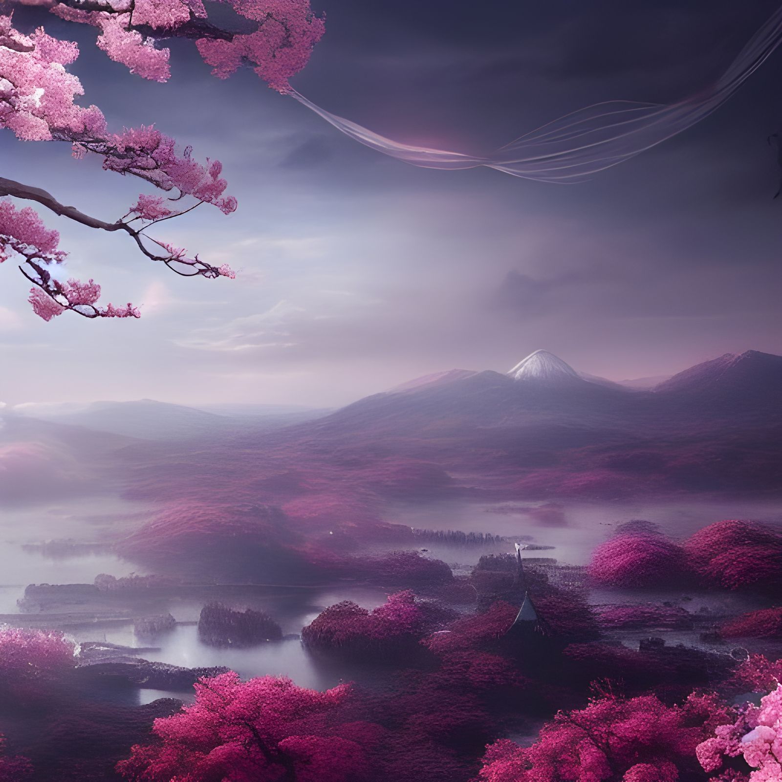 Stunning Sakura Blossom Digital Matte Painting