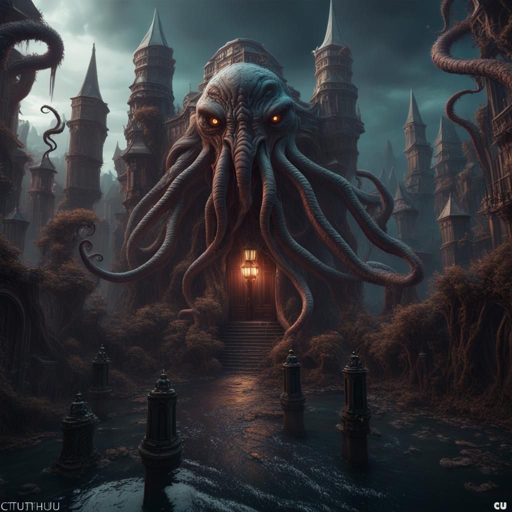 Detailed Matte Painting of Cthulhu in Deep Color