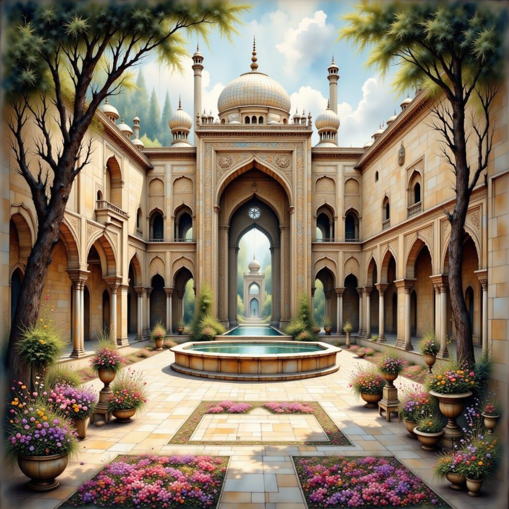 Magnificent Timurid Palace Courtyard