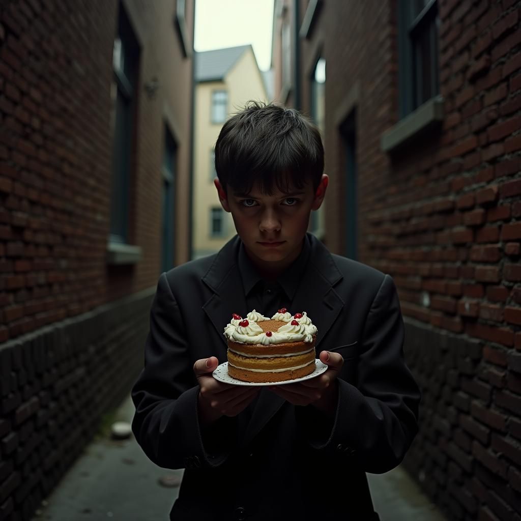 Sinister Teens Offer Cake in Dirty Alleyway