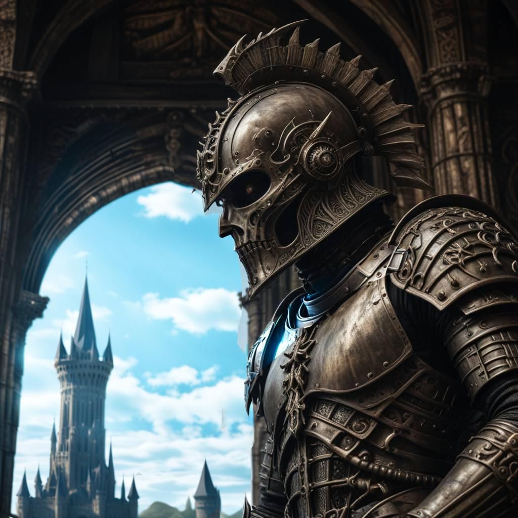 Medieval Knight Portrait in Ancient Castle