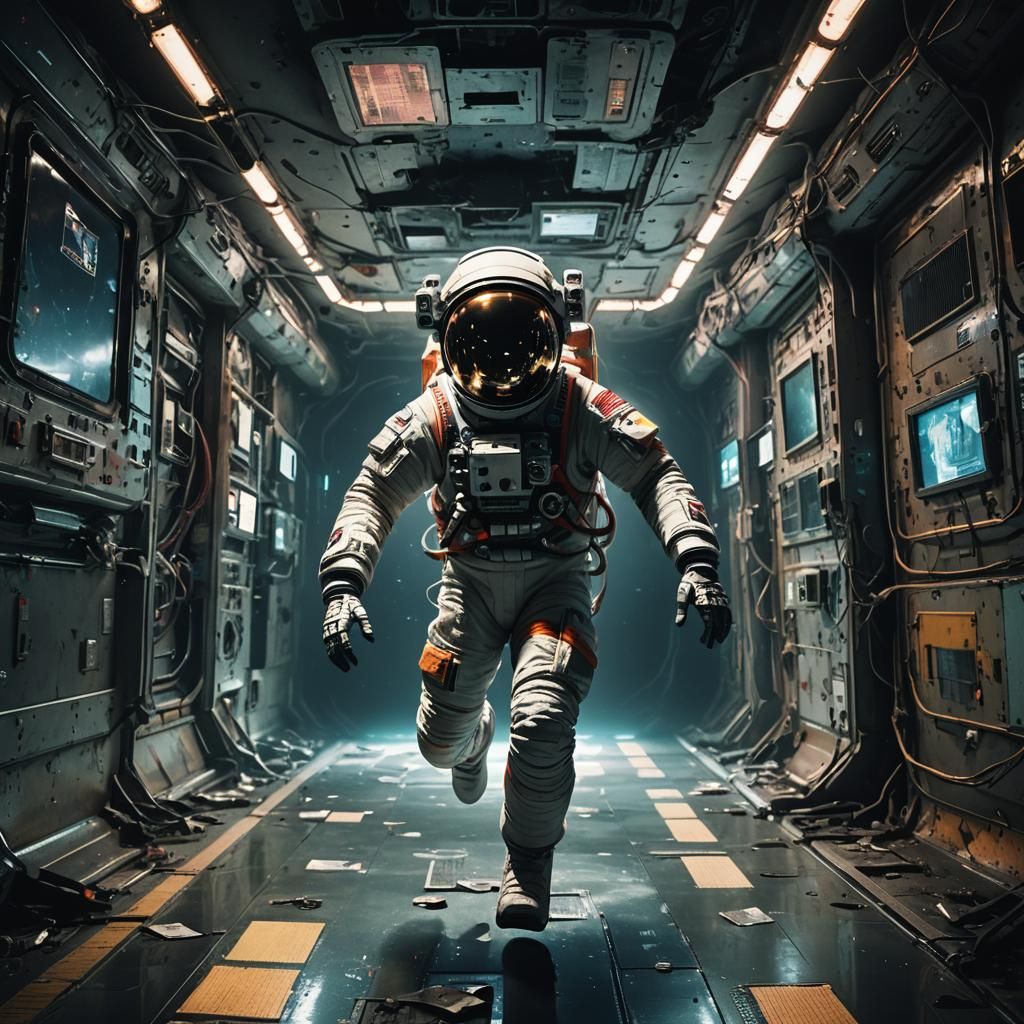 Eerie Sci-Fi Horror: Abandoned Astronaut in Space Station