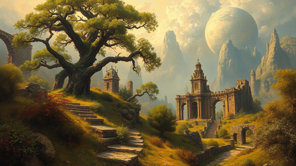 Mystical Realm Oil Painting in Academic Art Style