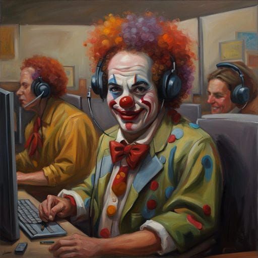 Humorous Clown-Themed Call Center