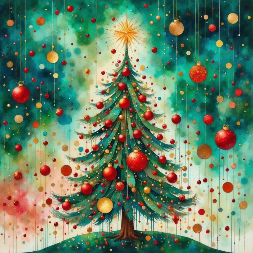 Vibrant Christmas Tree with Red Ornaments