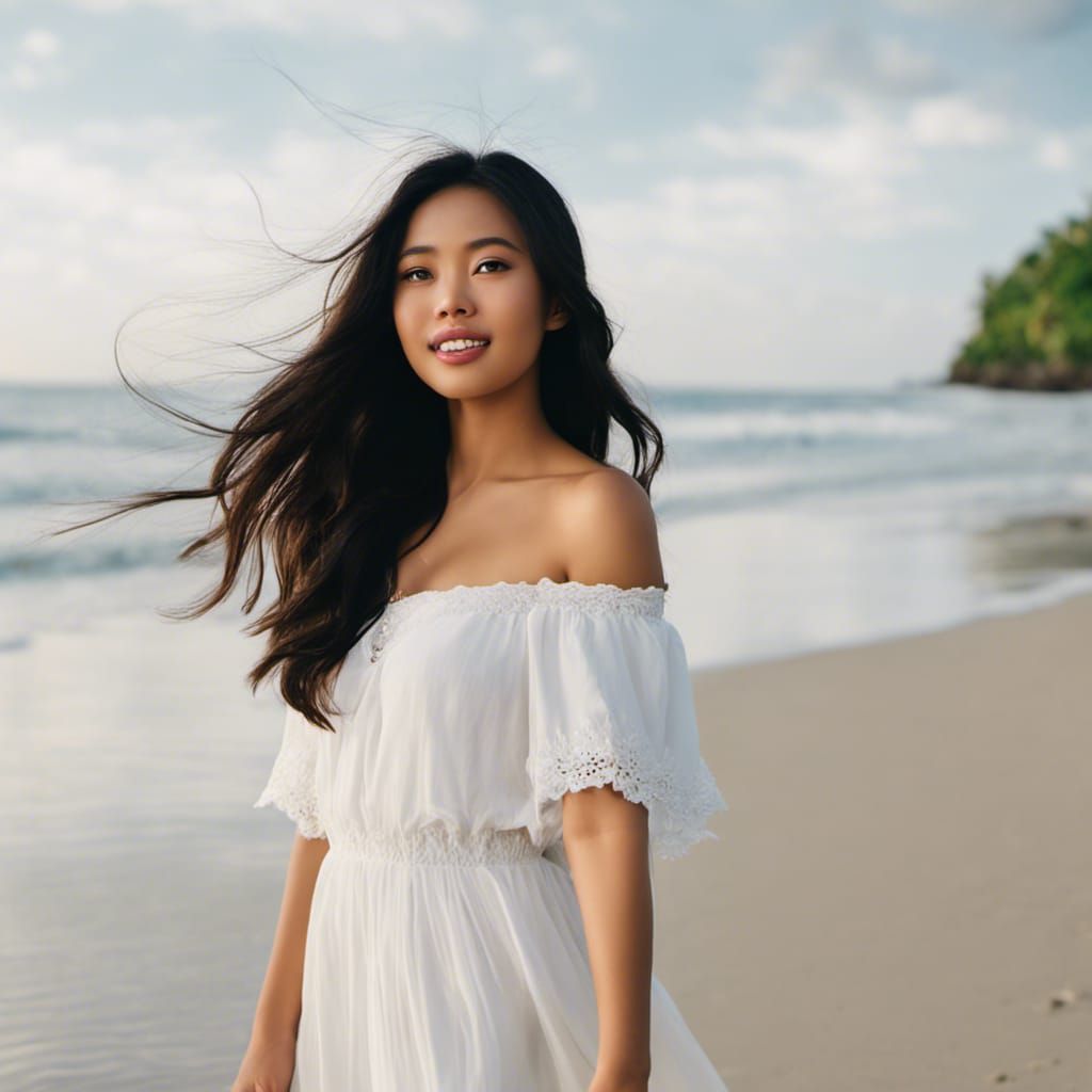 Indonesian Beauty on Tropical Beach in Photorealism