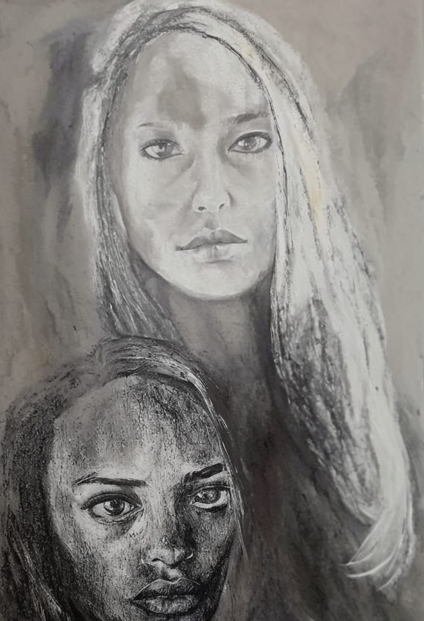 Gothgirl Portrait in Minimalist Impasto Style