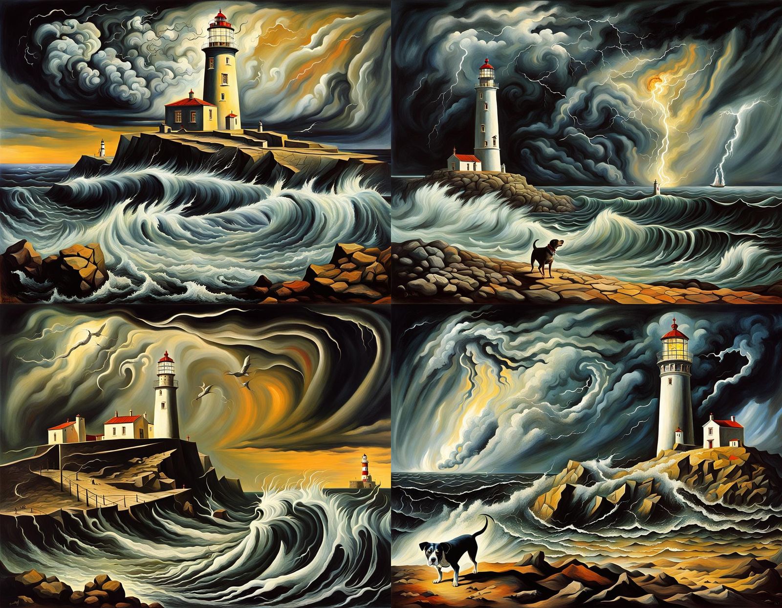Surreal Lighthouse Storm in Horror Style