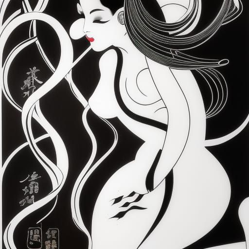 Provocative Female Figure in Minimalist Line Drawing