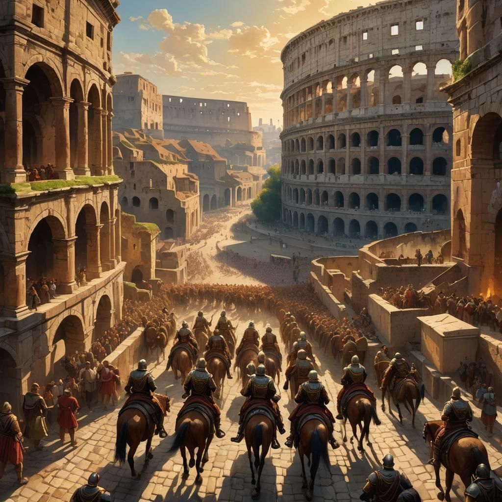 Roman Soldiers in Ancient Rome: Renaissance Oil Painting