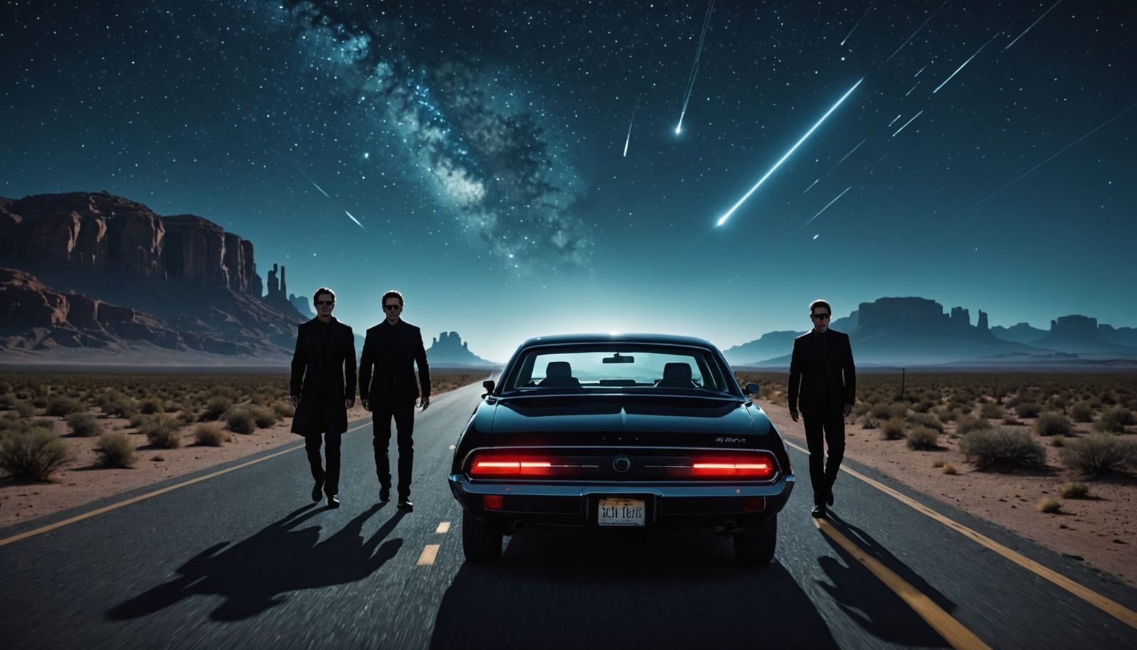 MIB Agents Witness Galactic Rift in Desert Night