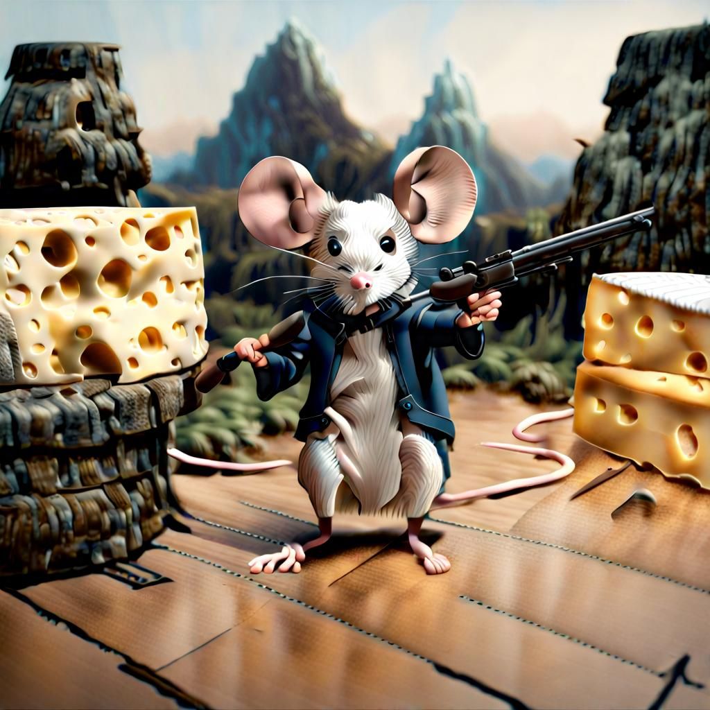 Mice Hunting for Cheese in Detailed Matte Painting