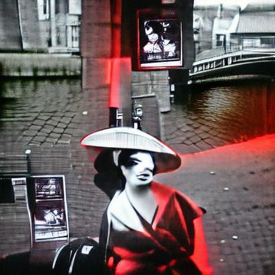 Geisha Strolling Along Amsterdam Canal