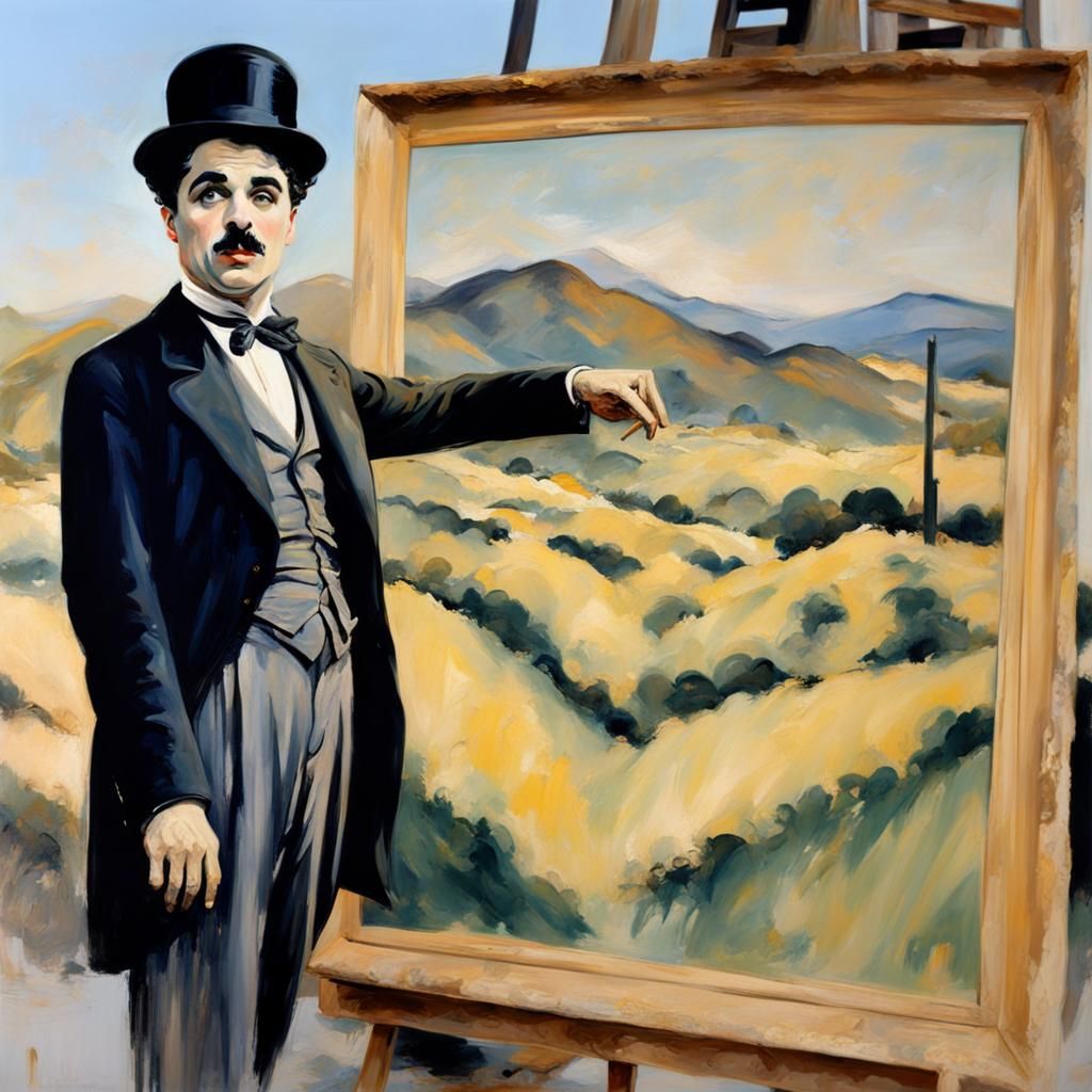 Charlie Chaplin Portrait in Abstract Art Style