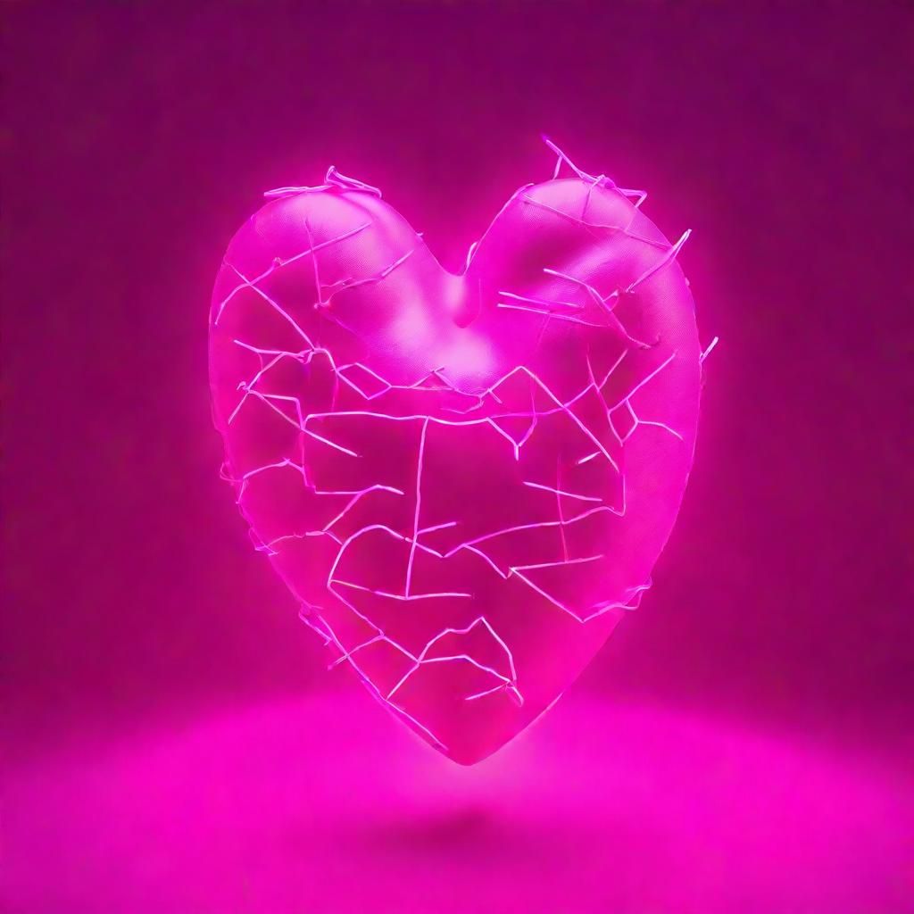 Vibrant Pink Heart Illuminated in Neon Darkness