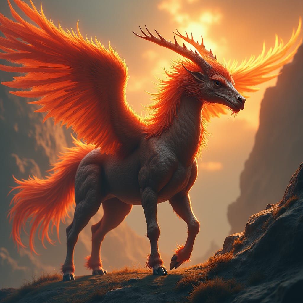 Dragon-headed Centaur with Phoenix Wings