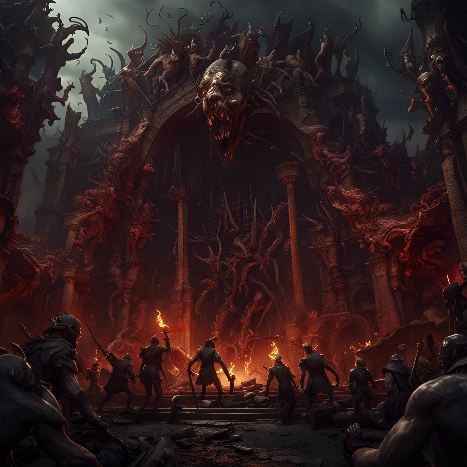 Demons Battle Zombie Army at Hell's Gate