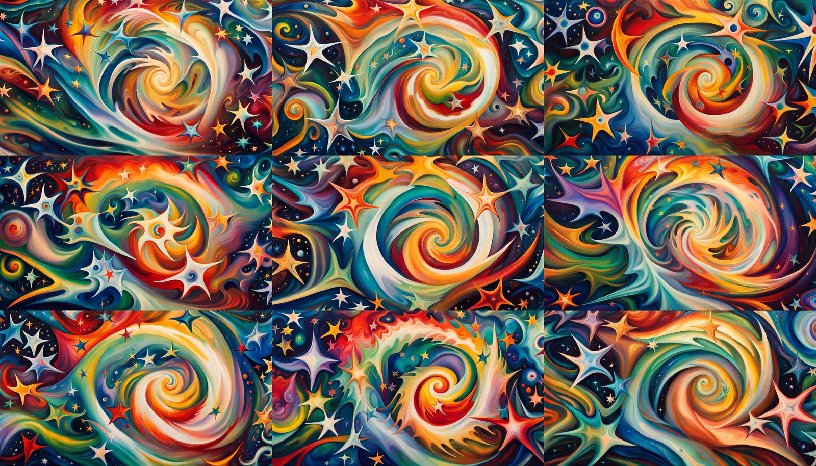 Iridescent Stars in Cosmic Energy Whirlpools