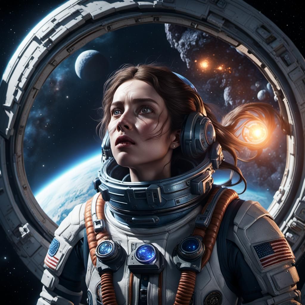 Woman's Terrifying Descent into Space: 3D Cinematic Horror