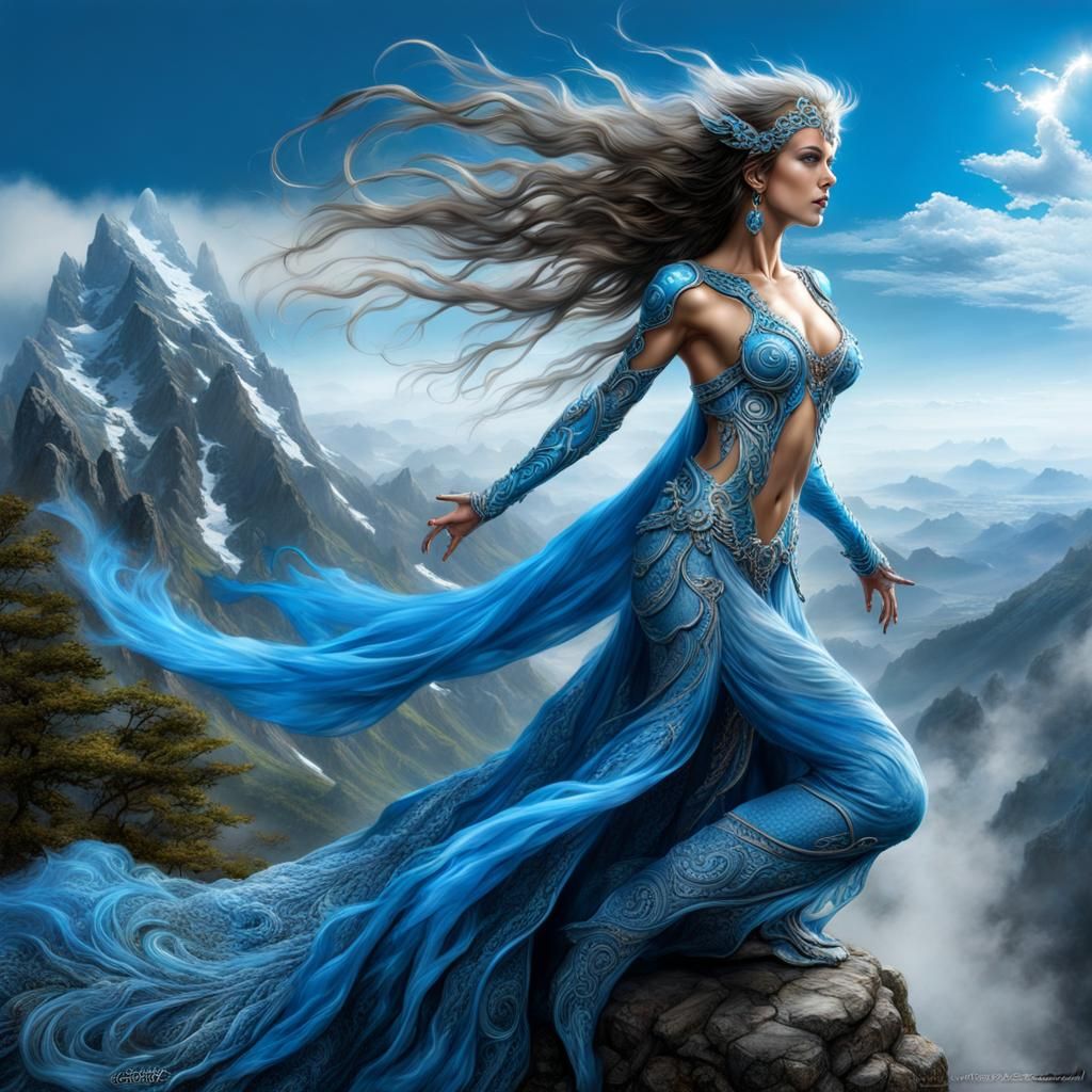 Air Elemental Casting Magic: Hyperdetailed Fantasy Art