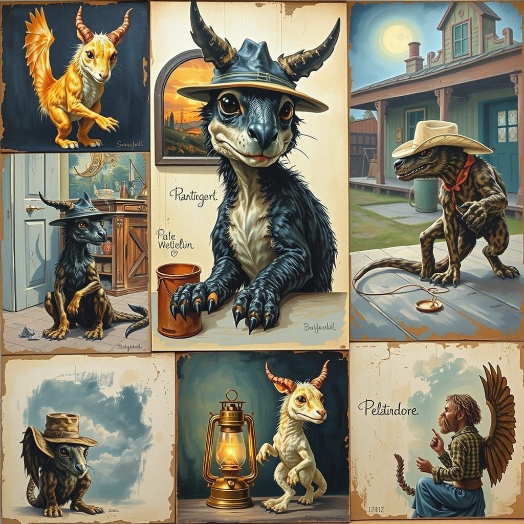 Manticore Cowboy in Old West Saloon, Renaissance Style