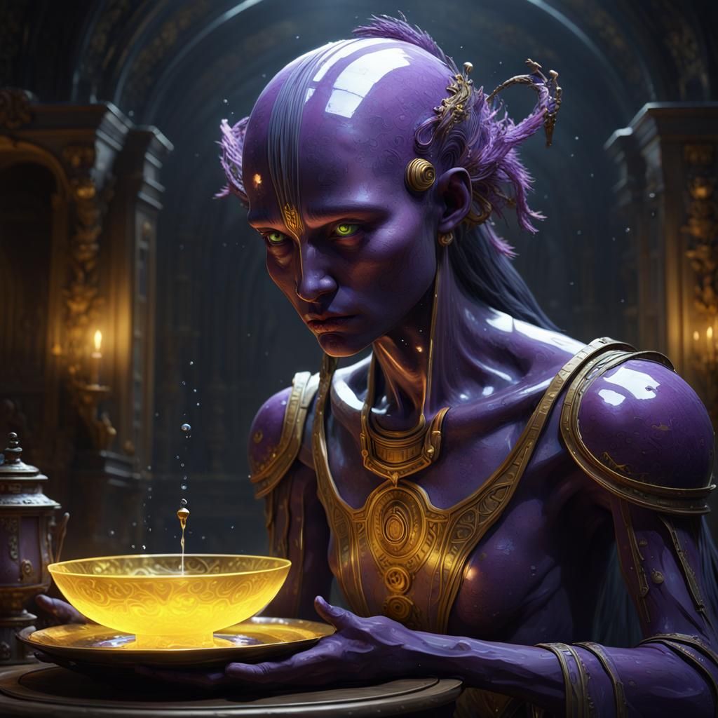 Detailed Dark Fantasy Kappa with Water Dish