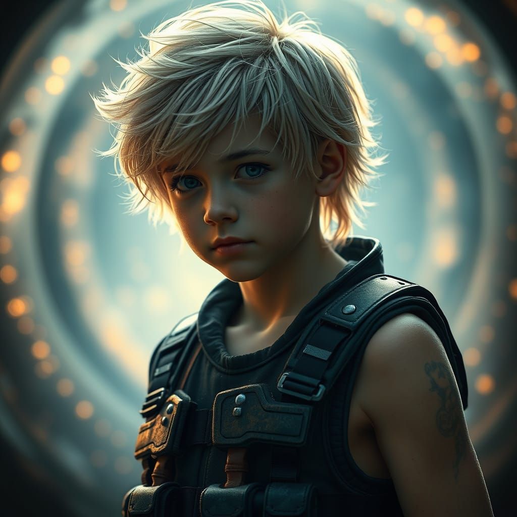 Android Boy with Rift Portal in Murraypunk Style