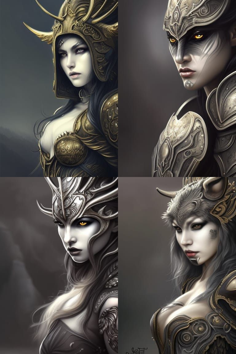 Dark Fantasy Wolf Girl in Silver Armor