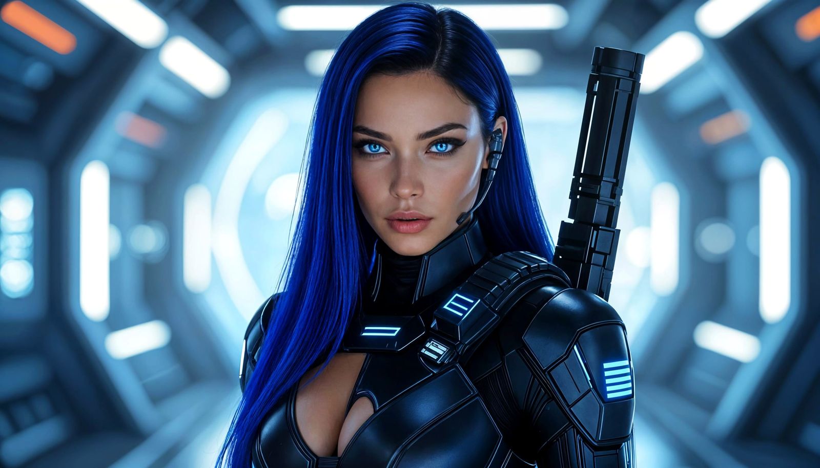 Sci-Fi Woman Warrior in Cyberpunk Style