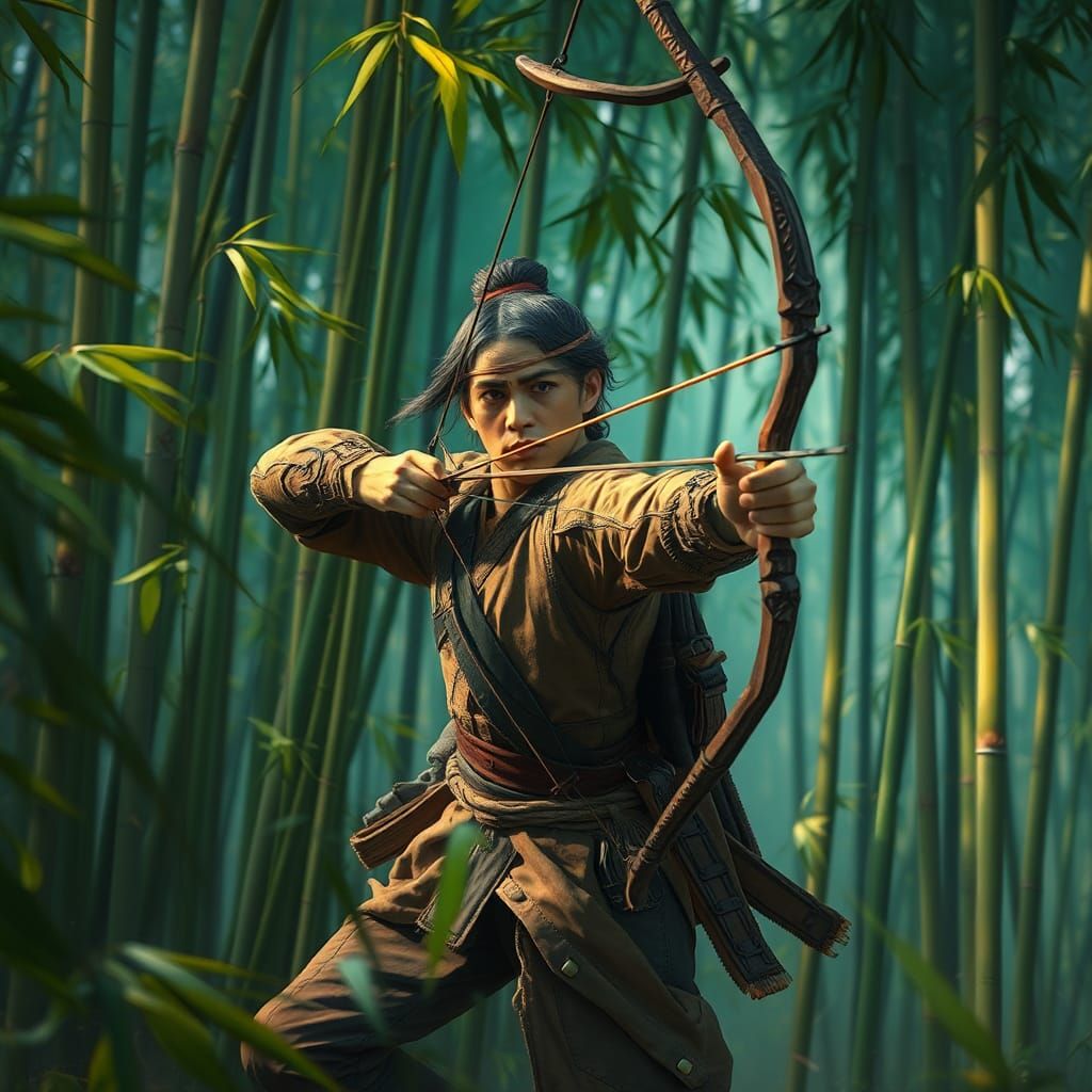 Archer in Bamboo Forest: Fantasy Matte Painting