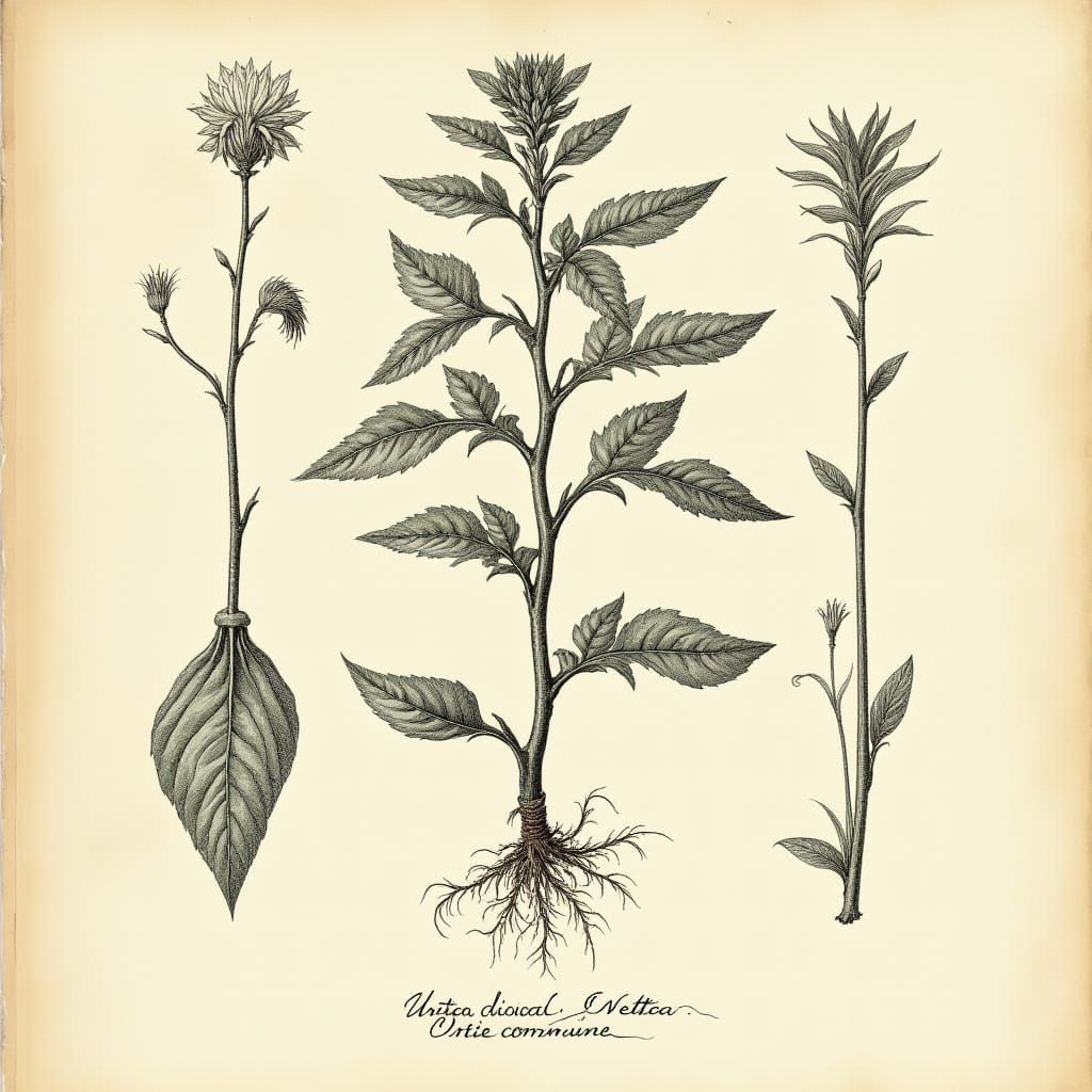 Nettle Plant: Antique Botanical Illustration