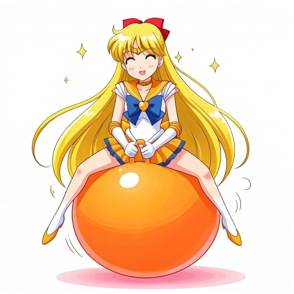 Sailor Venus Bouncing on Hopper Ball in Sailor Moon Style