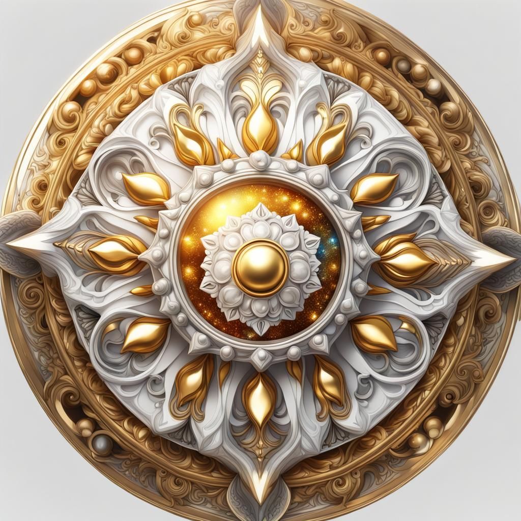 Metallic Christmas Mandala in Airbrush Style