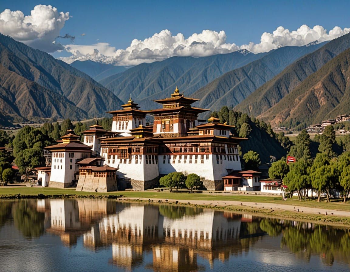 Bhutanese Himalayan Architecture in Traditional Style