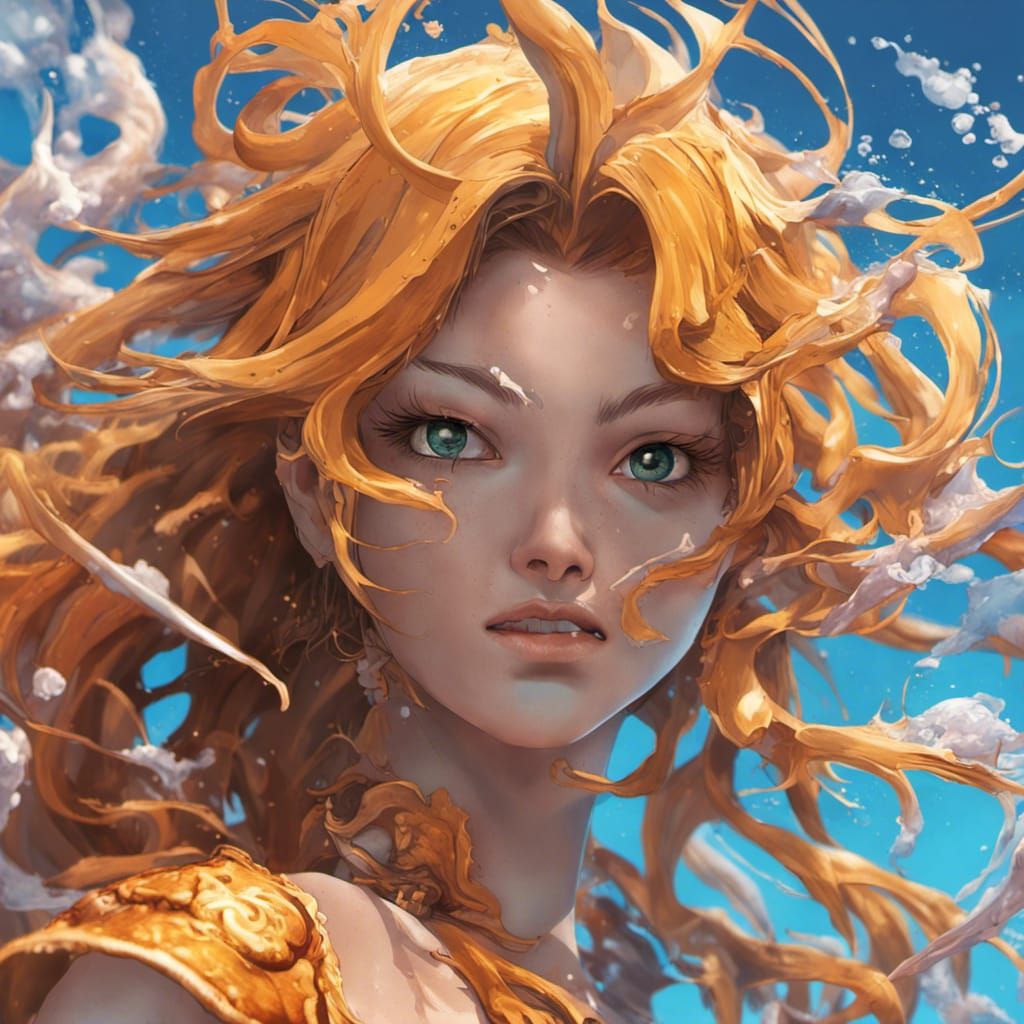 Hyperrealistic Woman in Splash Art Concept