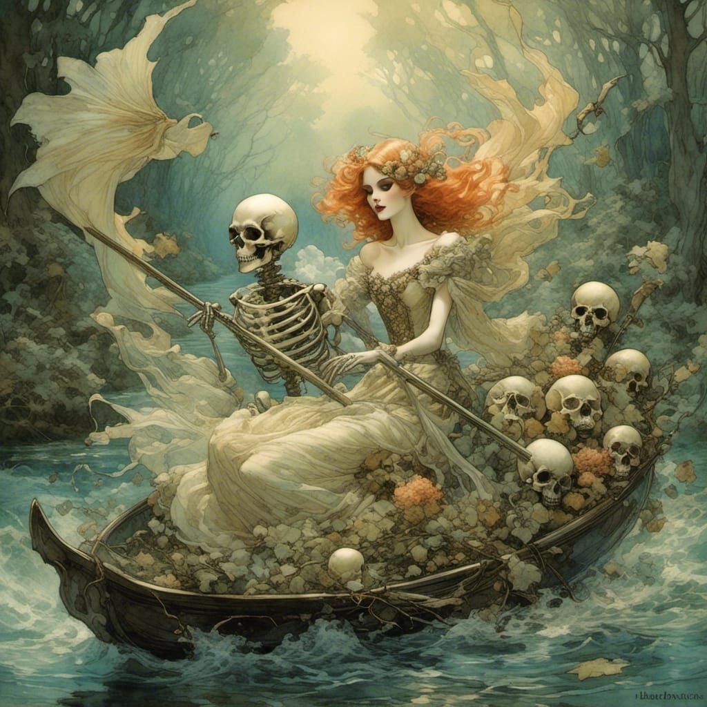 Skeleton Fairy Rides River Styx: Surreal Horror
