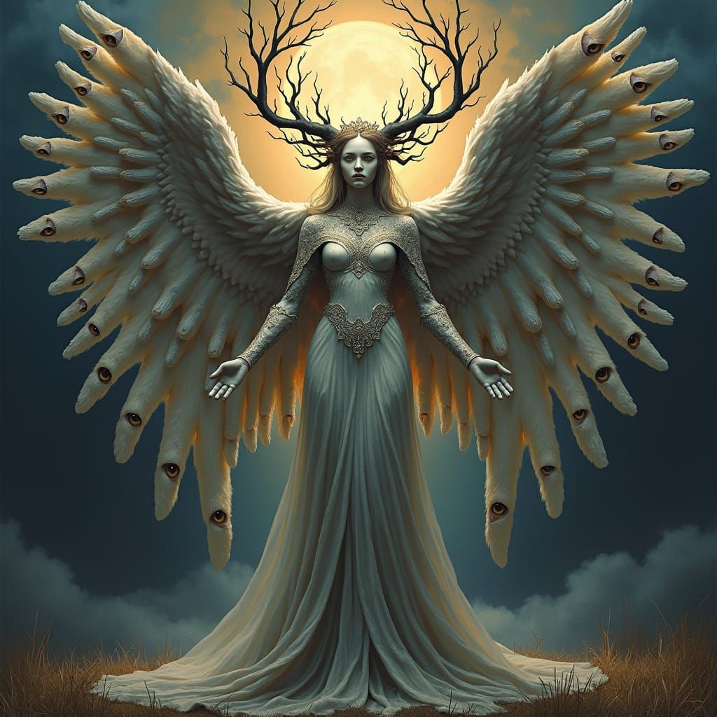 Biblically Accurate Ophanim Angel Covered in Eyes