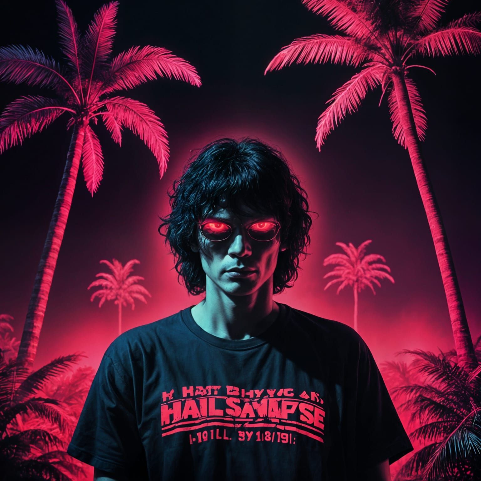 Richard Ramirez Portrait in Synthwave Neon Style