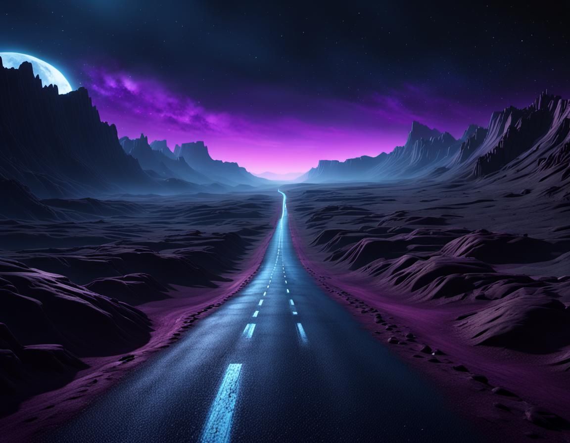Desolate Road Into Starless Void: 3D Game Art