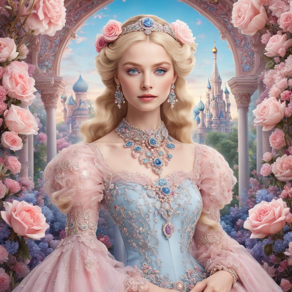 Ethereal Russian Aristocrat in Wonderland, in Art Nouveau St...