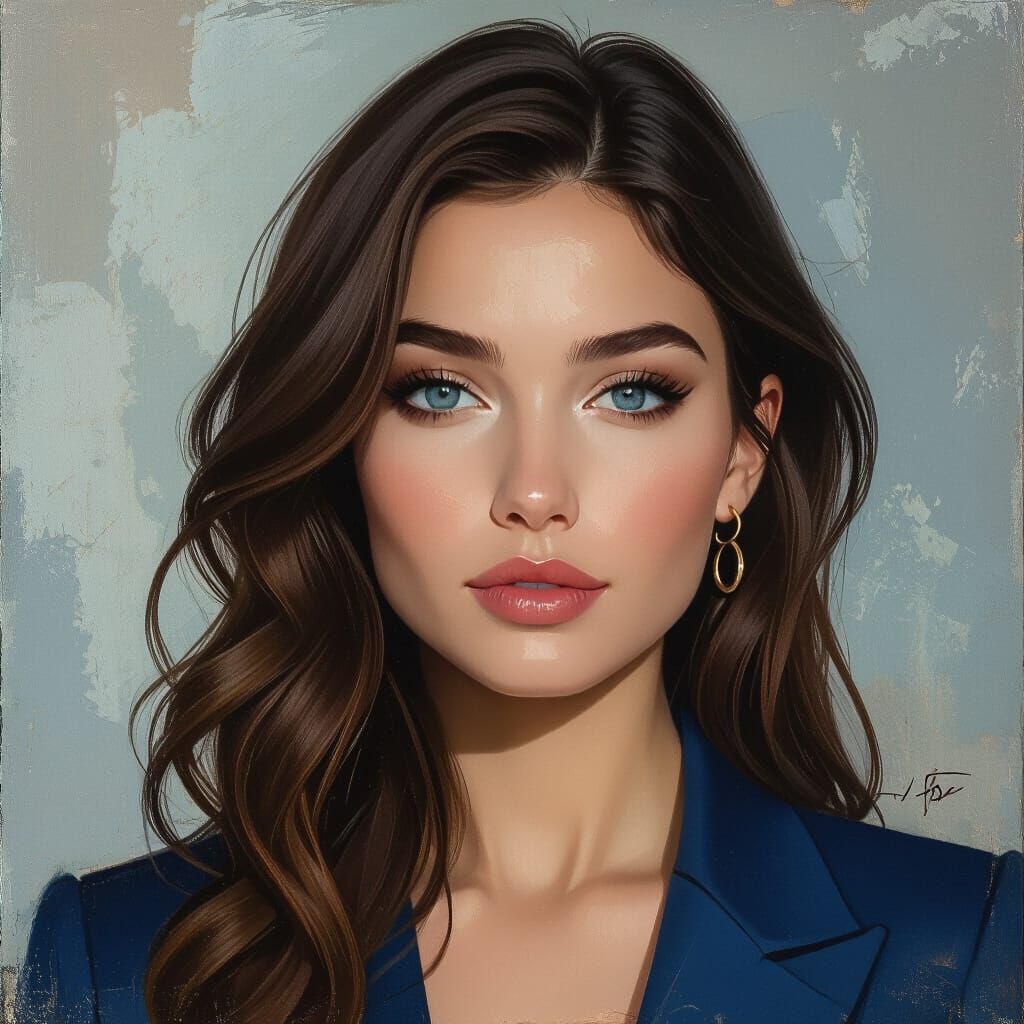 Young Woman with White Hair and Blue Eyes