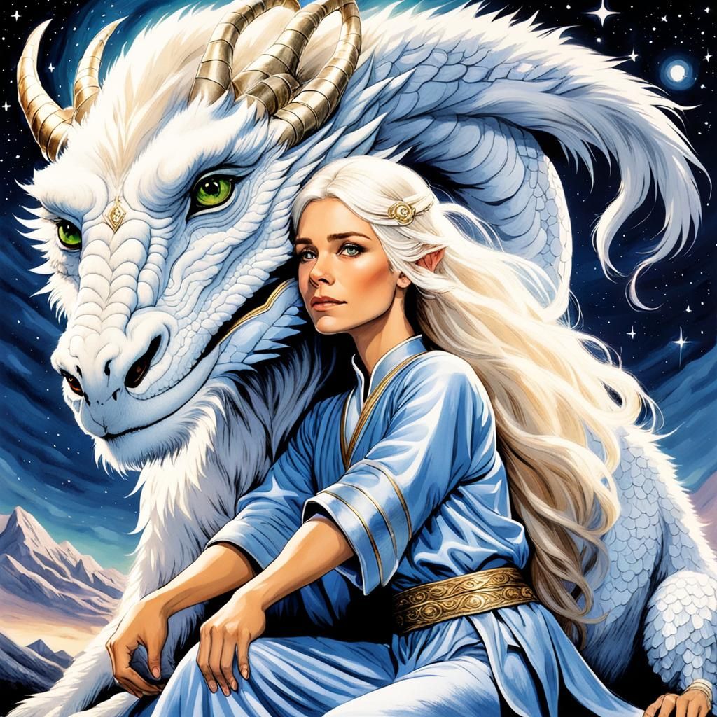 Luckdragon and Warrior Under the Milky Way