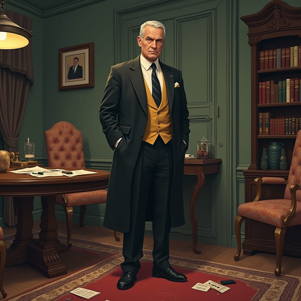 Mysterious Mayor in a Retro Noir Study